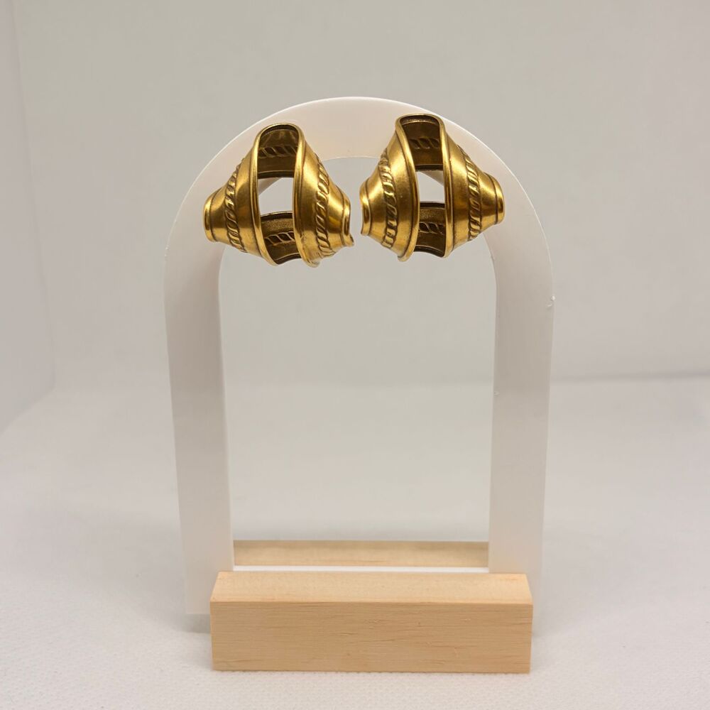 Vintage Gold Vermeil Avant Garde Sculptural Earrings Metropolitan Museum Art NYC